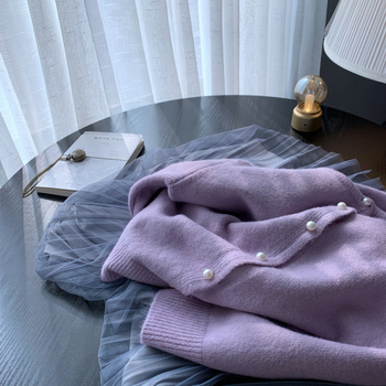 Pleteni kardigan od Mink velvet, okrugli ovratnik, dugi rukavi, japansko-korejski ležerni stil