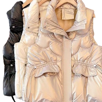 Ženska chenille vesta s Polo ovratnikom i zipom, 90–95% Spandex, izolacija od down-cotton, proljeće 2025