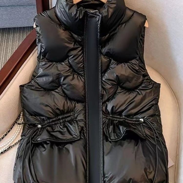 Ženska chenille vesta s Polo ovratnikom i zipom, 90–95% Spandex, izolacija od down-cotton, proljeće 2025