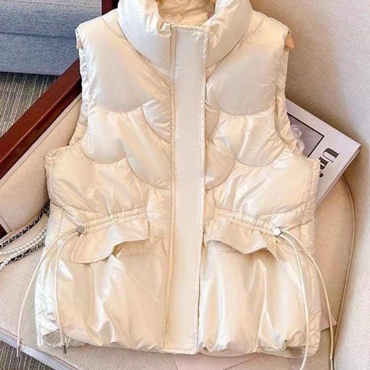 Ženska chenille vesta s Polo ovratnikom i zipom, 90–95% Spandex, izolacija od down-cotton, proljeće 2025