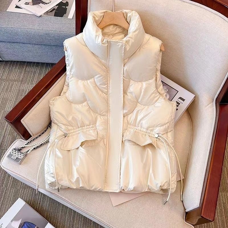 Ženska chenille vesta s Polo ovratnikom i zipom, 90–95% Spandex, izolacija od down-cotton, proljeće 2025