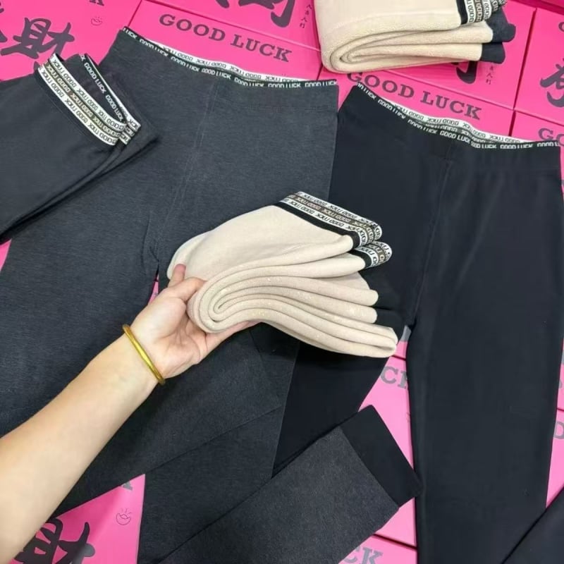 Colanți termici pentru bază, cu căptușeală din cașmir-protein, amestec cașmir-protein, elasticitate înaltă, țesătură groasă, lungime de 9 puncte