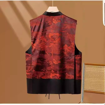 Ženski satenski prsluk u kineskom stilu, bez rukava, stojeći ovratnik, proljeće 2025, umjetnički retro