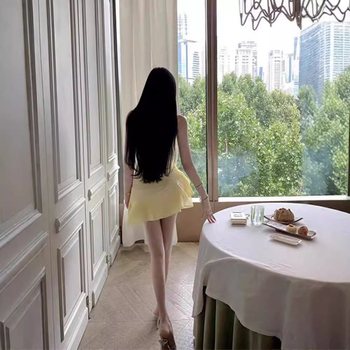 Haljina u Sling stilu, A-linije, bez rukava, kratka suknja, poliester