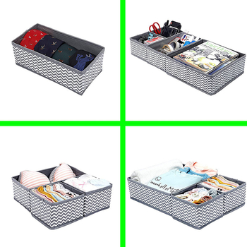 Dėžutė apatiniams drabužiams saugoti, 6-dalių rinkinys, stalčiaus tipo organizatorius iš neausto audinio, sulankstomi skyriai