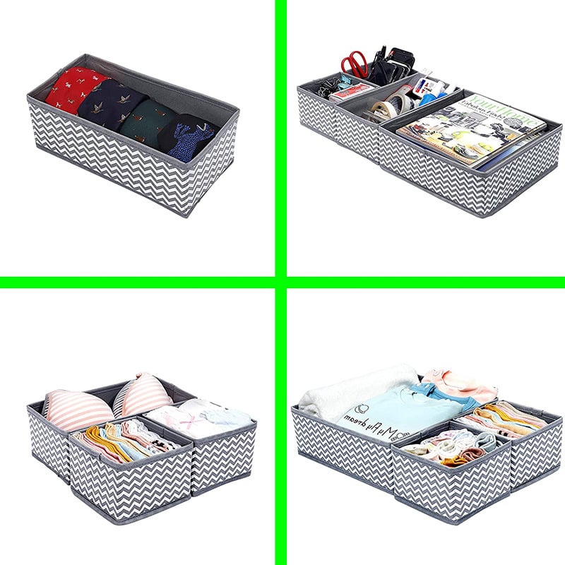 Dėžutė apatiniams drabužiams saugoti, 6-dalių rinkinys, stalčiaus tipo organizatorius iš neausto audinio, sulankstomi skyriai