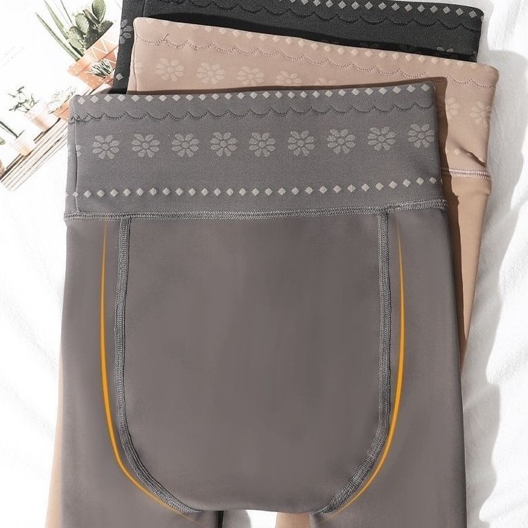 Sieviešu neilona zeķbikses ar 3D tauriņiem, augsta josta vēdera kontrolei, bieza fleece iekšējā oderējums, vienkrāsains raksts, deviņpunktu zeķes, Rompers garums, vecuma grupa 18–40