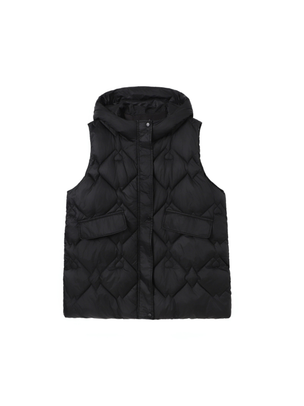 Pamukasta vest s kapuljom, punilo od pamuka, zatvarač, zimska kolekcija 2025, slobodan kroj, elegantan gradski stil