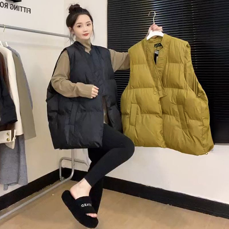 Ženska lagana vesta s punjenjem od puf-pamuka, gradski stil, halter ovratnik, poliester, zima 2023