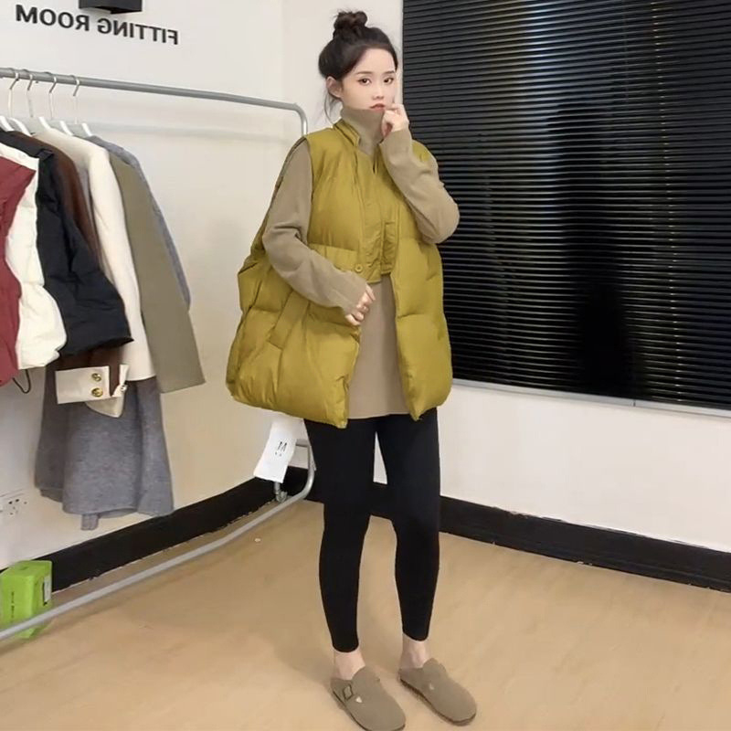 Ženska lagana vesta s punjenjem od puf-pamuka, gradski stil, halter ovratnik, poliester, zima 2023