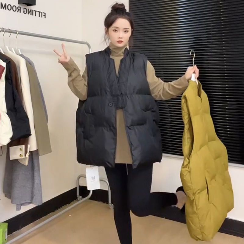 Ženska lagana vesta s punjenjem od puf-pamuka, gradski stil, halter ovratnik, poliester, zima 2023