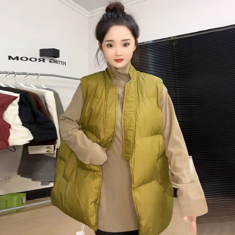 Ženska lagana vesta s punjenjem od puf-pamuka, gradski stil, halter ovratnik, poliester, zima 2023