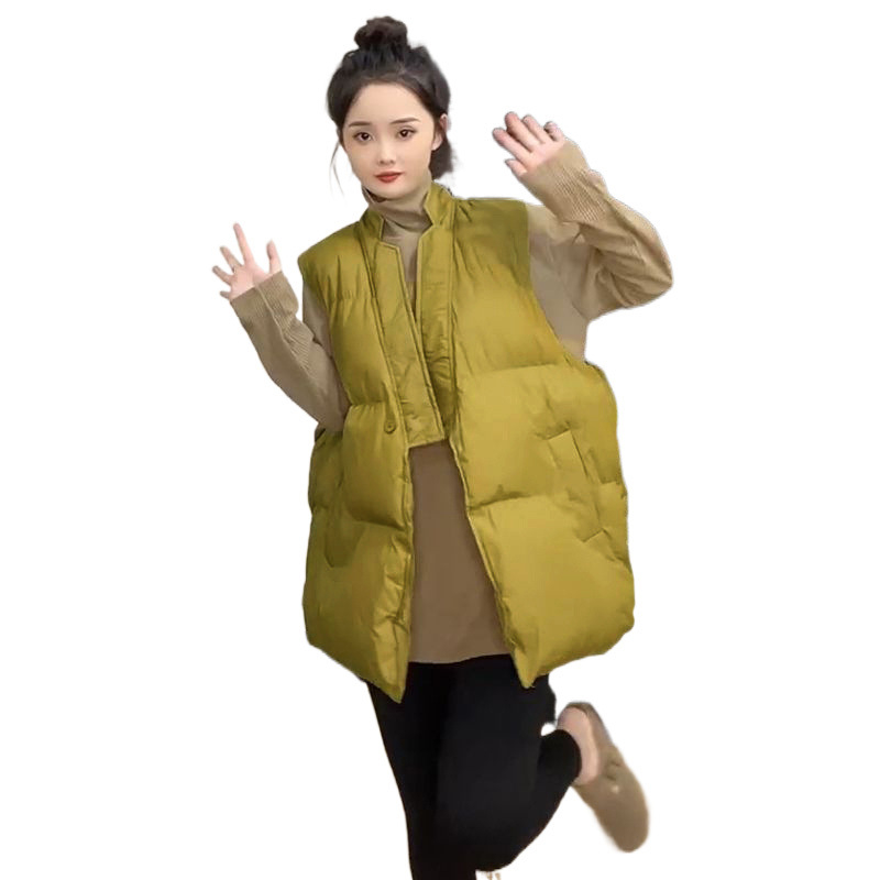 Ženska lagana vesta s punjenjem od puf-pamuka, gradski stil, halter ovratnik, poliester, zima 2023