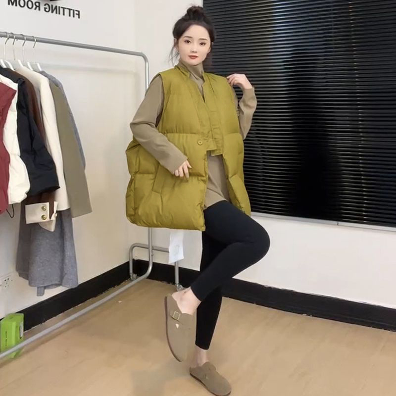 Ženska lagana vesta s punjenjem od puf-pamuka, gradski stil, halter ovratnik, poliester, zima 2023