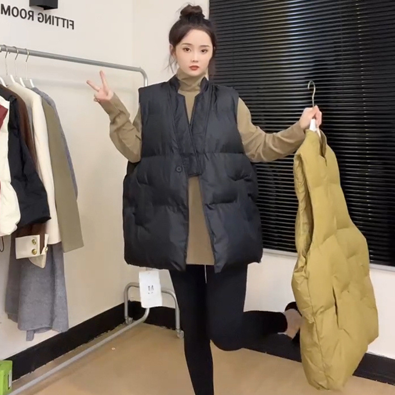 Ženska lagana vesta s punjenjem od puf-pamuka, gradski stil, halter ovratnik, poliester, zima 2023