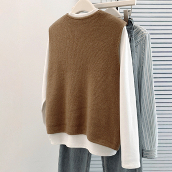 Ženski pleteni vest s V izrezom, kratka duljina 40–50 cm, najlon tkanina, 3D uzorak, zima 2025