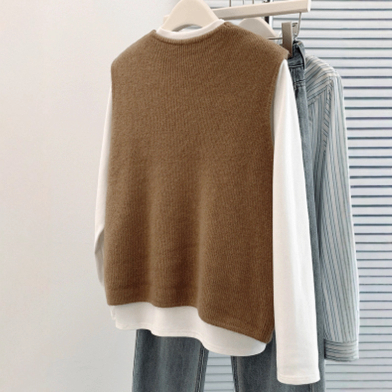 Ženski pleteni vest s V izrezom, kratka duljina 40–50 cm, najlon tkanina, 3D uzorak, zima 2025