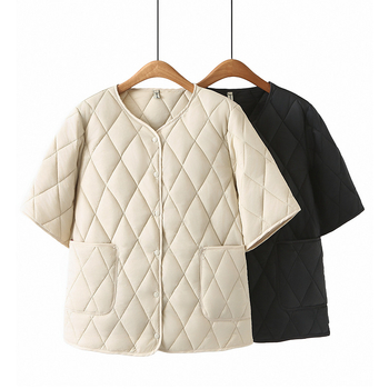 Ženski lagani kardigan-vest s okruglim izrezom, poliester tkanina, zima 2024, japansko-korejski ležerni stil