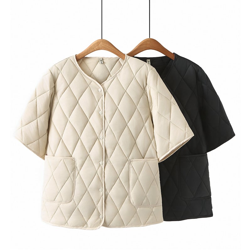 Ženski lagani kardigan-vest s okruglim izrezom, poliester tkanina, zima 2024, japansko-korejski ležerni stil