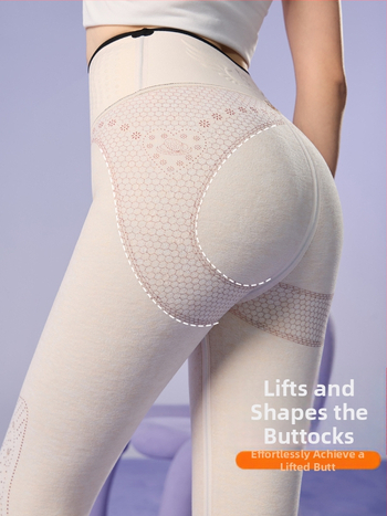 Colanți termici cu căptușire din fleece, din mătase Mulberry și elastan, talie înaltă, groși și calzi