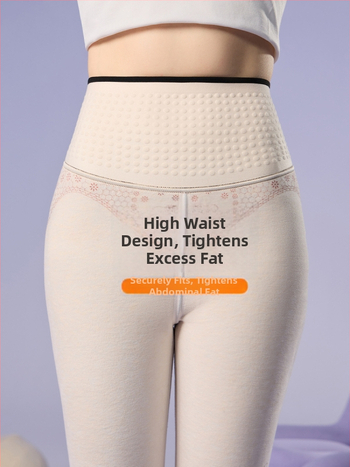 Colanți termici cu căptușire din fleece, din mătase Mulberry și elastan, talie înaltă, groși și calzi