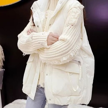 Geometrijski chenille prsluk sa spandeksom, punjenje od svile i pamuka, kratka duljina, polo ovratnik