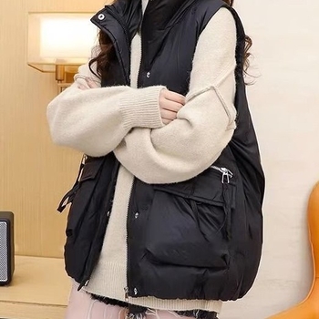 Geometrijski chenille prsluk sa spandeksom, punjenje od svile i pamuka, kratka duljina, polo ovratnik