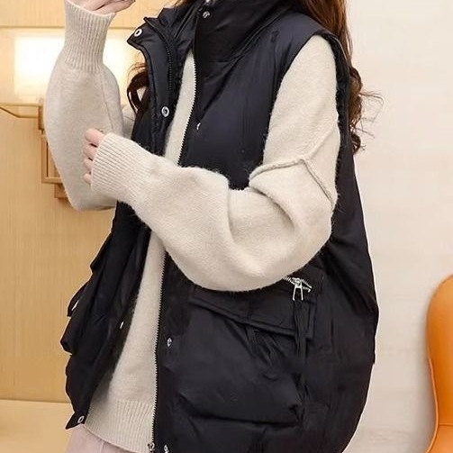 Geometrijski chenille prsluk sa spandeksom, punjenje od svile i pamuka, kratka duljina, polo ovratnik