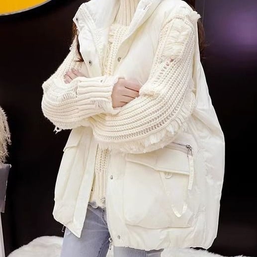 Geometrijski chenille prsluk sa spandeksom, punjenje od svile i pamuka, kratka duljina, polo ovratnik