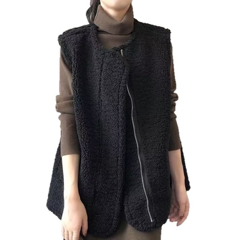 Ženska vunena vesta s integriranom krznom, zatvarač, labav kroj, jesen-zima 2025