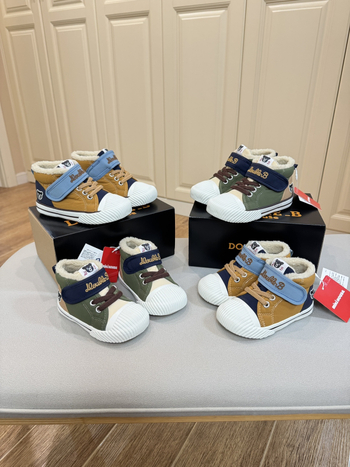 Pantofi sport pentru copii din bumbac cu Velcro, talpă din cauciuc, căptușeală din blană artificială, interior din bumbac, pentru copii 1–12 ani