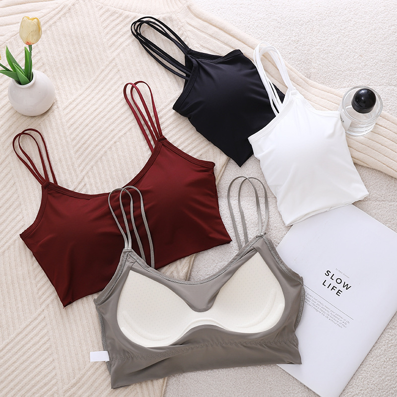 Αθλητικό στηθόδεσμο wrap/τοπ σωλήνας από ice silk με cups από latex; βασικό ύφασμα 80-90% νάιλον; σχήμα κύπελλου: λεπτό πάνω, παχύ κάτω; κύκλος επεξεργασίας 20 ημέρες