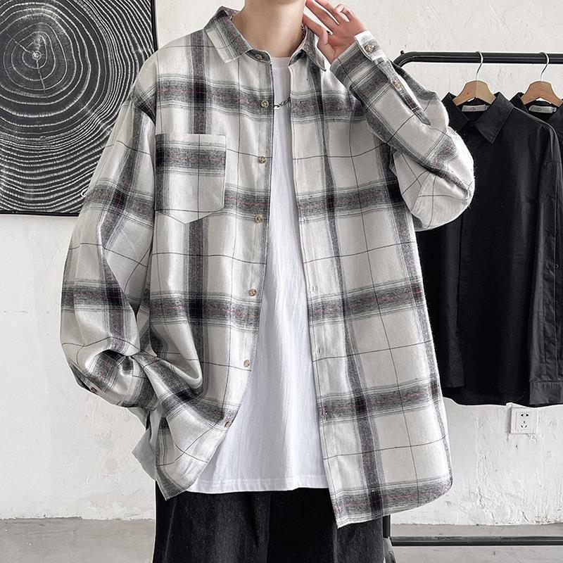 Férfi kockásing Koreai stílusban, lazított szabású, álló gallér, hosszú ujjú, anyag: pamut-poliészter keverék, géppel mosható, ideális tavaszra és őszre