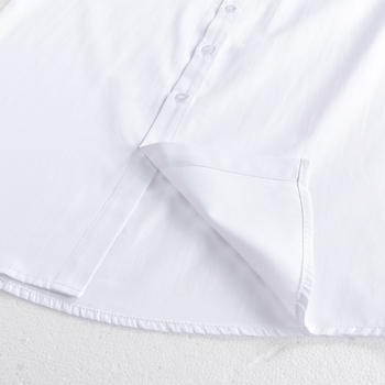 Мъжка риза с дълги ръкави в японски колежански стил, слаба кройка, памучна материя, декоративен джоб