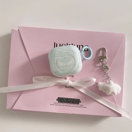 Xinghe puscaur AirPods Pro korpuss – puscaurīgs mīlestības sirds spārnu dizains, pilns pārklājums, TPU, injekciju formēšana, saderīgs ar Apple