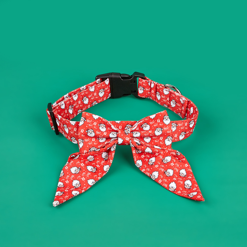 Κολάρο σκύλου από πολυεστέρα με διπλό φιόγκο, καρτούν μοτίβο, χριστουγεννιάτικος βρετανικός στυλ