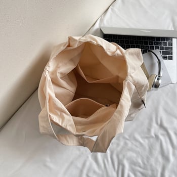 Geantă de pânză tote pentru relaxare și călătorii, căptușeală din nylon, formă orizontală pătrată, închidere cu cataramă, buzunar intern pentru telefon, o curea de umăr, Vara 2025