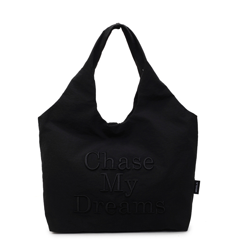 Geantă de pânză tote pentru relaxare și călătorii, căptușeală din nylon, formă orizontală pătrată, închidere cu cataramă, buzunar intern pentru telefon, o curea de umăr, Vara 2025