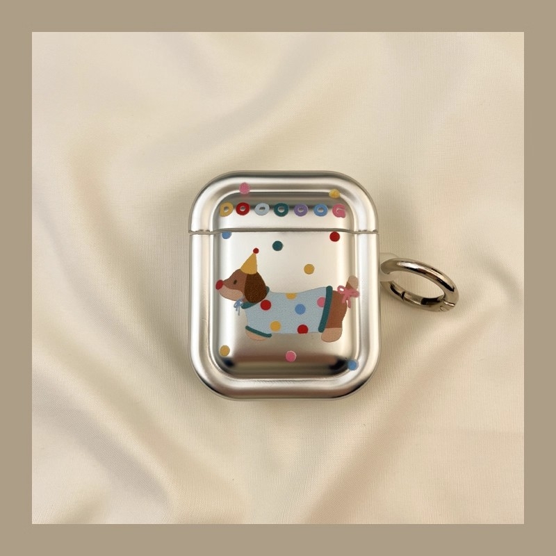 Husă protecție AirPods Pro – TPU, husă moale (Soft Shell), design cartoon, finisaj electroplating, modelul A25, personalizare disponibilă