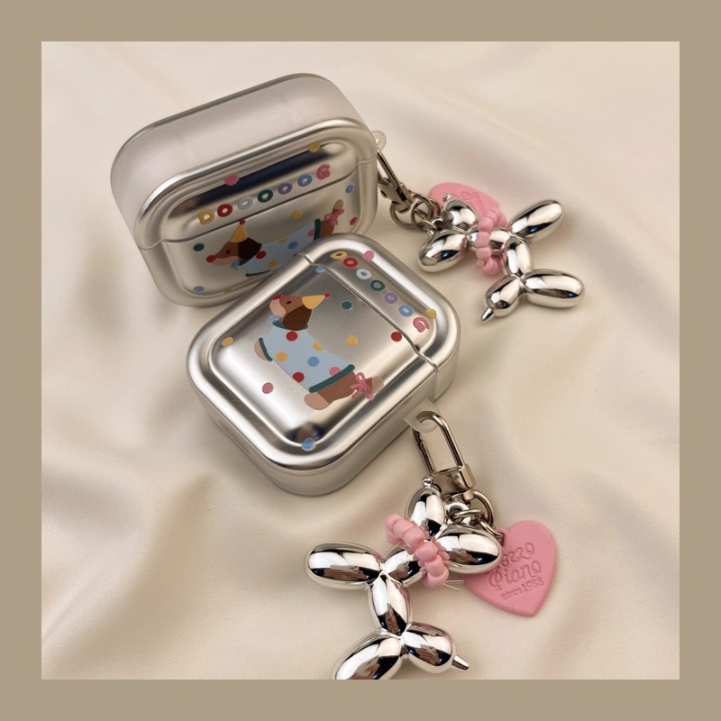 Husă protecție AirPods Pro – TPU, husă moale (Soft Shell), design cartoon, finisaj electroplating, modelul A25, personalizare disponibilă