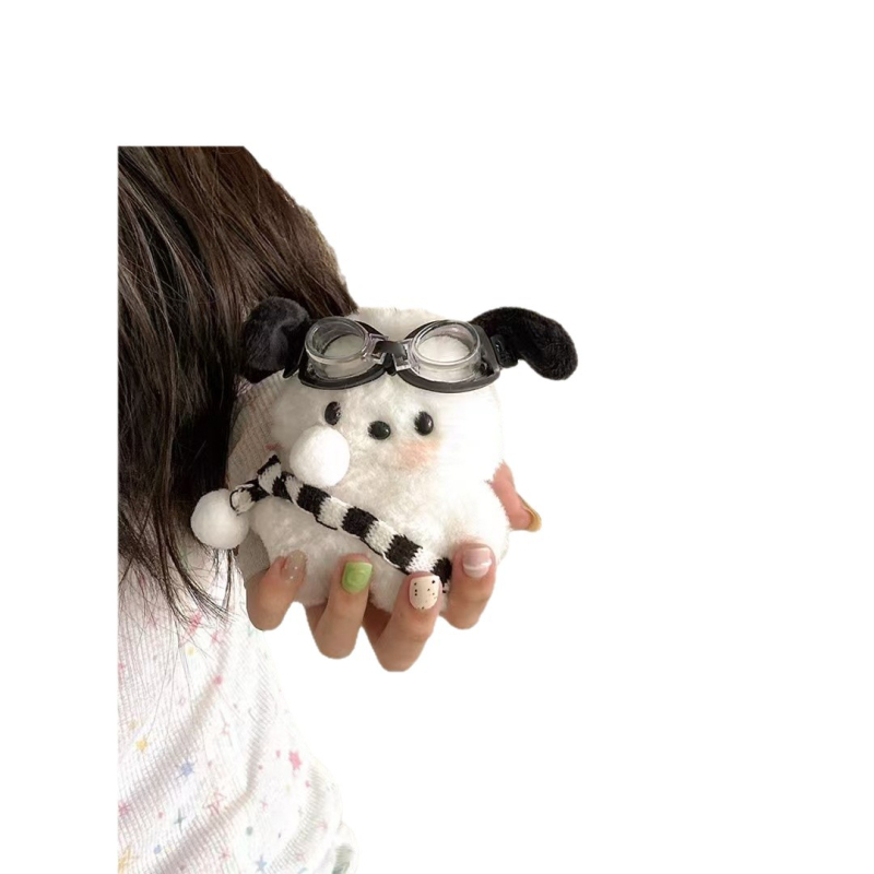 Husă de protecție AirPods Pro din pluș, cu design animal drăguț în stil desen animat — portabilă, husă moale, confecție din textil