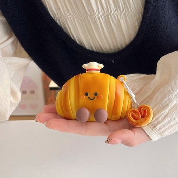 Husă de protecție AirPods — Design pălărie de bucătar desen animat, silicon, relief, compatibil Apple