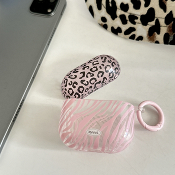 Carcasă de protecție pentru AirPods Pro cu imprimeu leopard și dungi (TPU, Turnare prin injecție, Personalizabil, Universal)