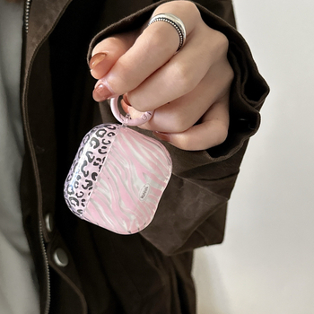 Carcasă de protecție pentru AirPods Pro cu imprimeu leopard și dungi (TPU, Turnare prin injecție, Personalizabil, Universal)