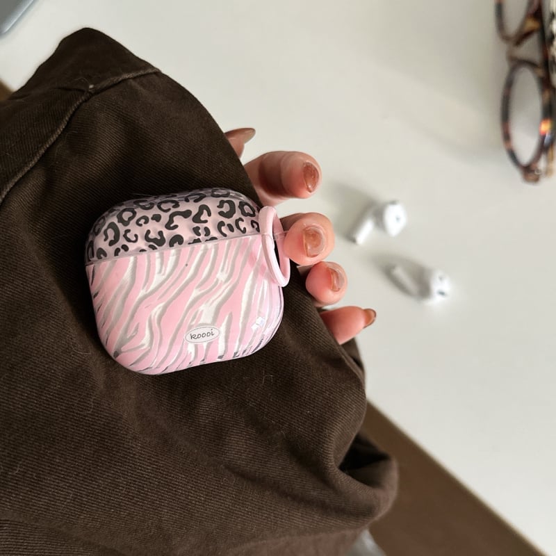 Carcasă de protecție pentru AirPods Pro cu imprimeu leopard și dungi (TPU, Turnare prin injecție, Personalizabil, Universal)