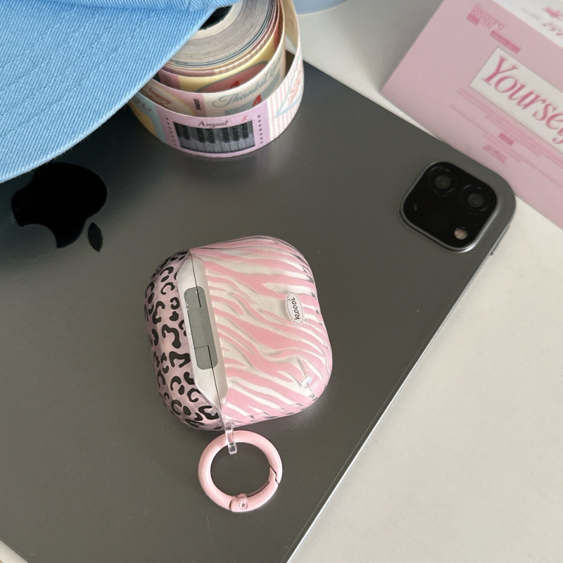 Carcasă de protecție pentru AirPods Pro cu imprimeu leopard și dungi (TPU, Turnare prin injecție, Personalizabil, Universal)