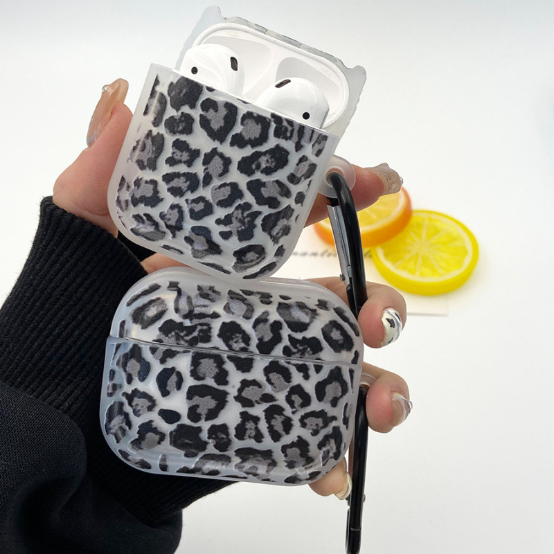 Carcasă de protecție AirPods Pro din TPU, imprimeu leopard, turnare prin injecție, capac universal transparent