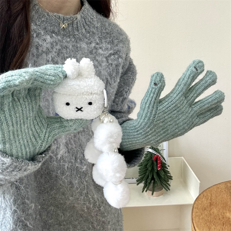 Carcasă de protecție din catifea în formă de iepuraș pentru Apple AirPods Pro 2a/3a generație – husă cu exterior moale, stil desen animat, motiv gravat