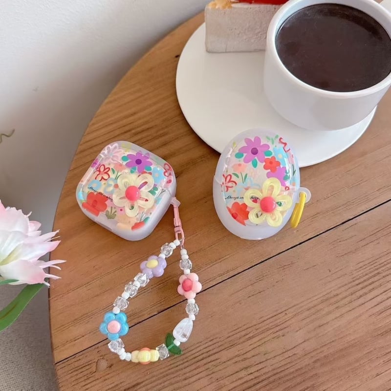 Carcasă TPU transparentă pentru Huawei FreeBuds Pro – design cu flori desen animate, execuție impresionantă