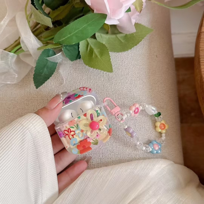 Carcasă TPU transparentă pentru Huawei FreeBuds Pro – design cu flori desen animate, execuție impresionantă